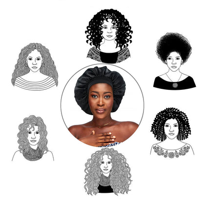 Satin Hair Sleep Cap, Black