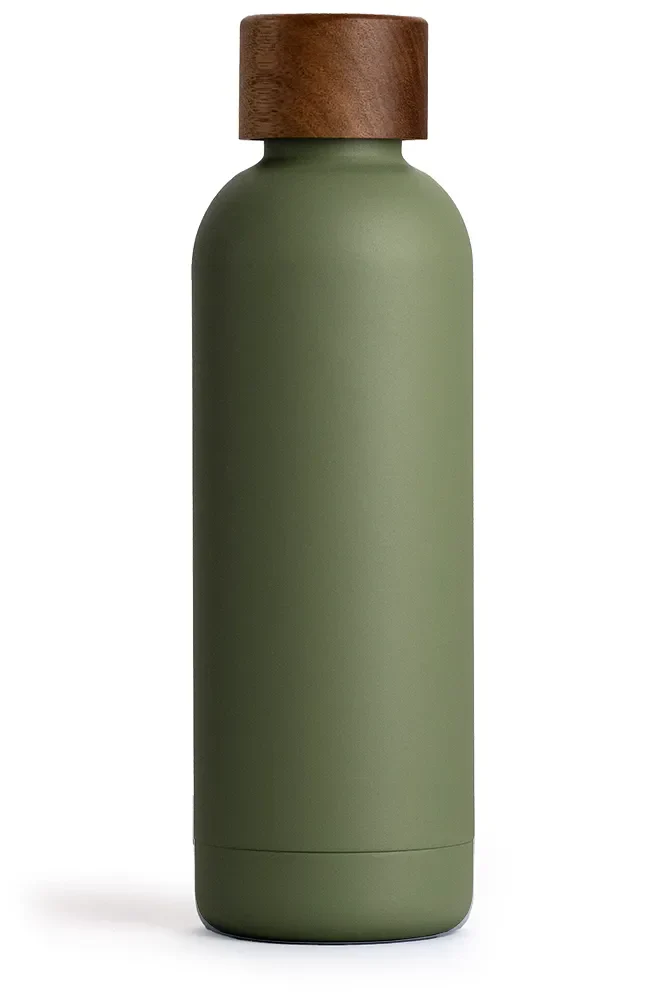 T&N Trinkflasche Edelstahl Wood Edition, 500 ml, Olive Green