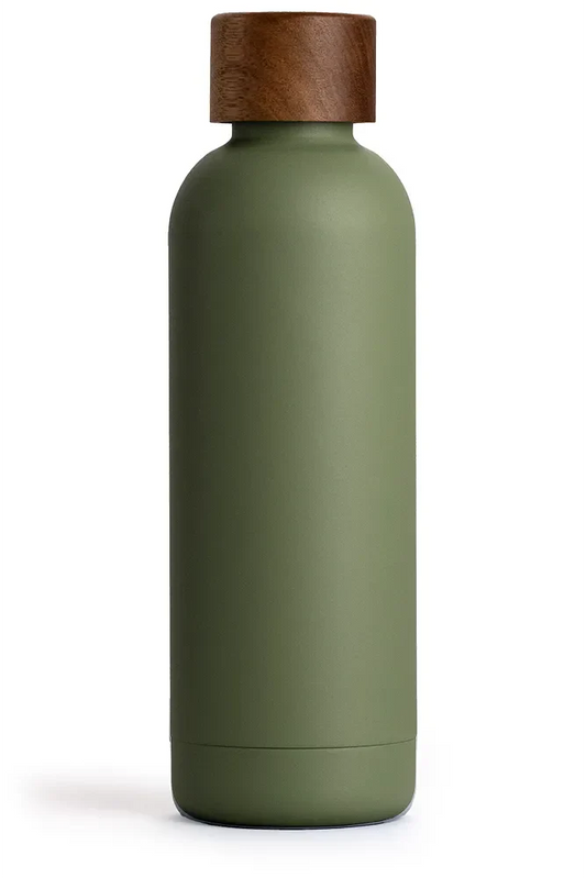 T&N Trinkflasche Edelstahl Wood Edition, 500 ml, Olive Green