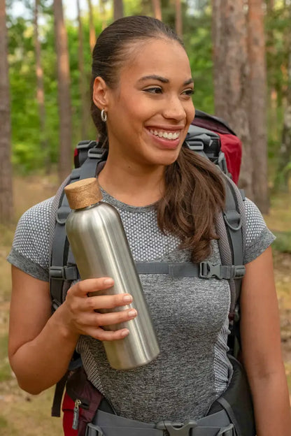 T&N Trinkflasche Edelstahl Wood Edition, 1000 ml, Stainless Steel