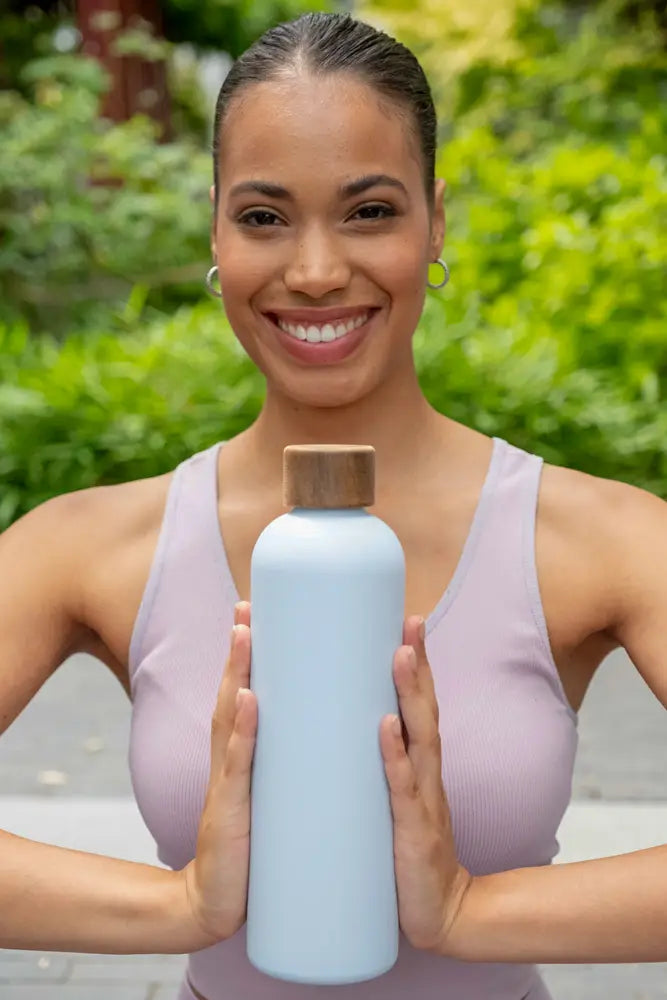 T&N Trinkflasche Edelstahl Wood Edition, 750 ml, Sky Blue