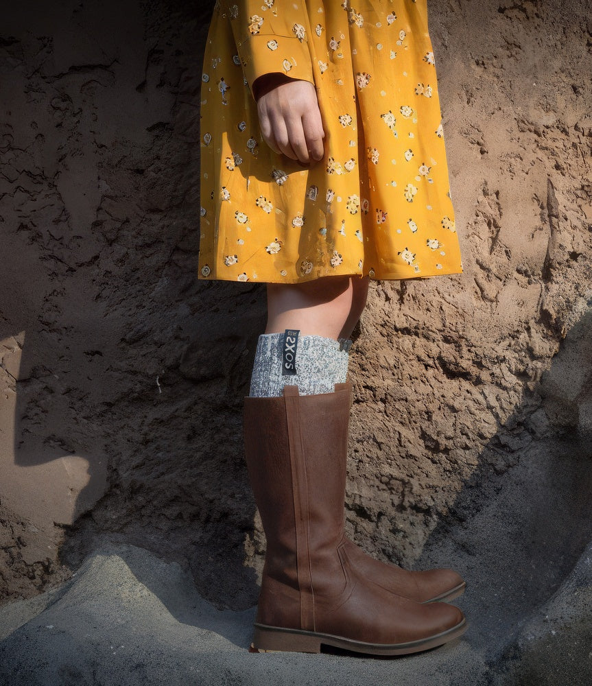 Graue Wolle Damen- & Herrensocken Jet Black, Kniesocke, 42-46