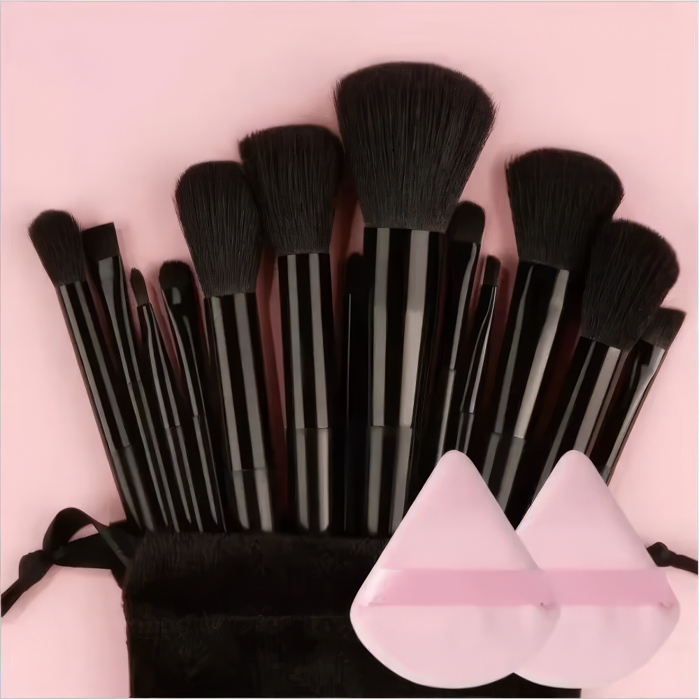 Kosmetik Schminkpinsel-Set, 13-Teile, schwarz
