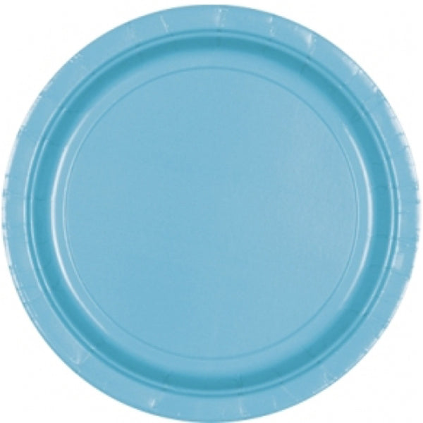 8 assiettes en carton, 23 cm, bleu clair