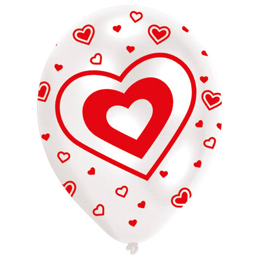 6 ballons avec des coeurs