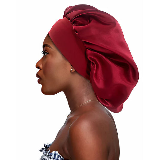 Satin hair sleep cap, wine red