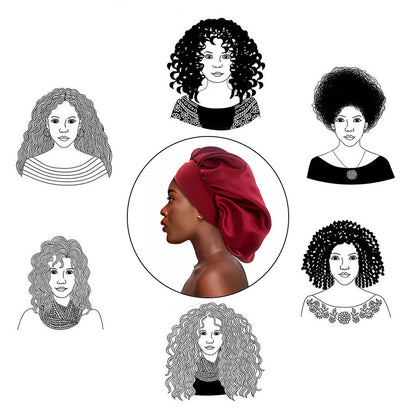 Satin Haarschlaf-Haube, Weinrot