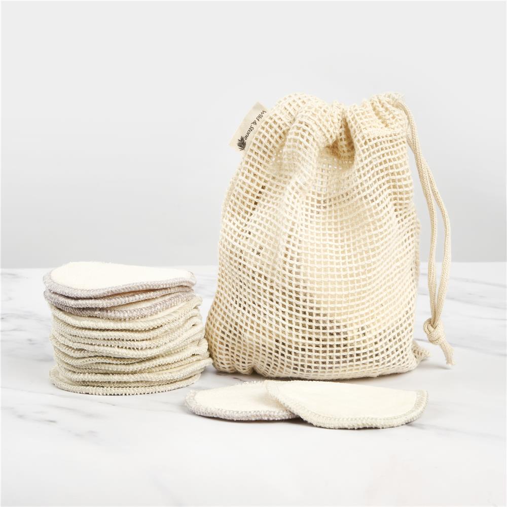 Wild & Stone Abschminkpads aus Bio Baumwoll-Frottee, wiederverwendbar, 16er-Pack