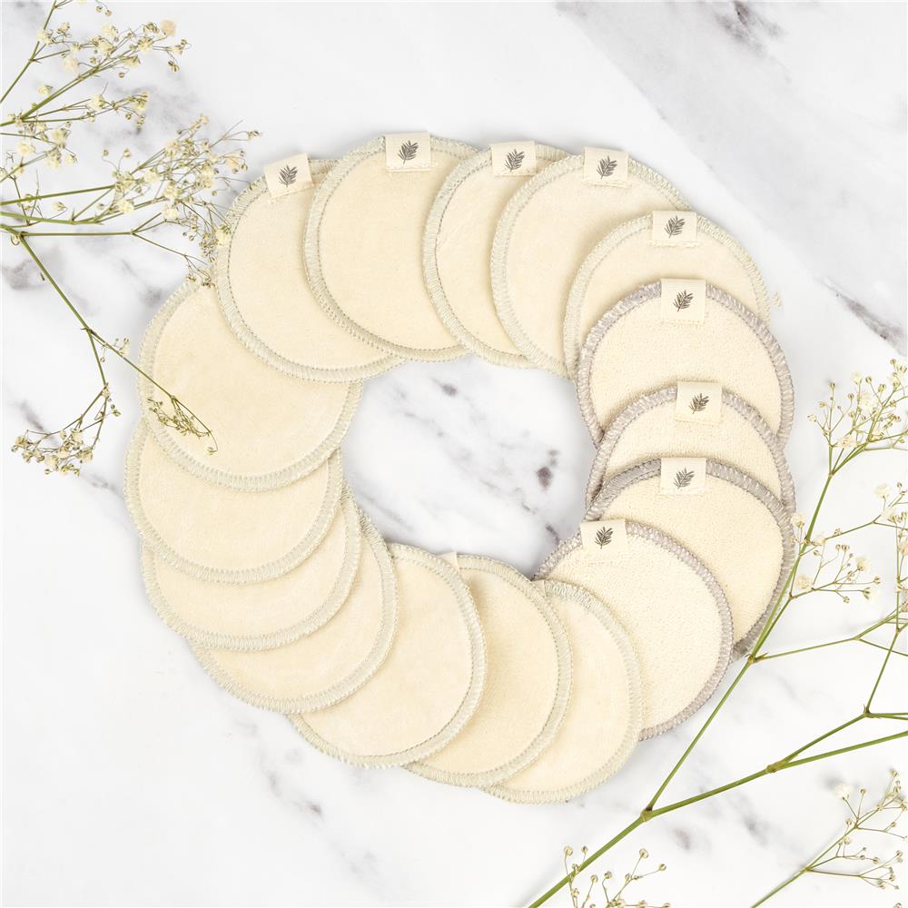 Wild & Stone Abschminkpads aus Bio Baumwoll-Frottee, wiederverwendbar, 16er-Pack