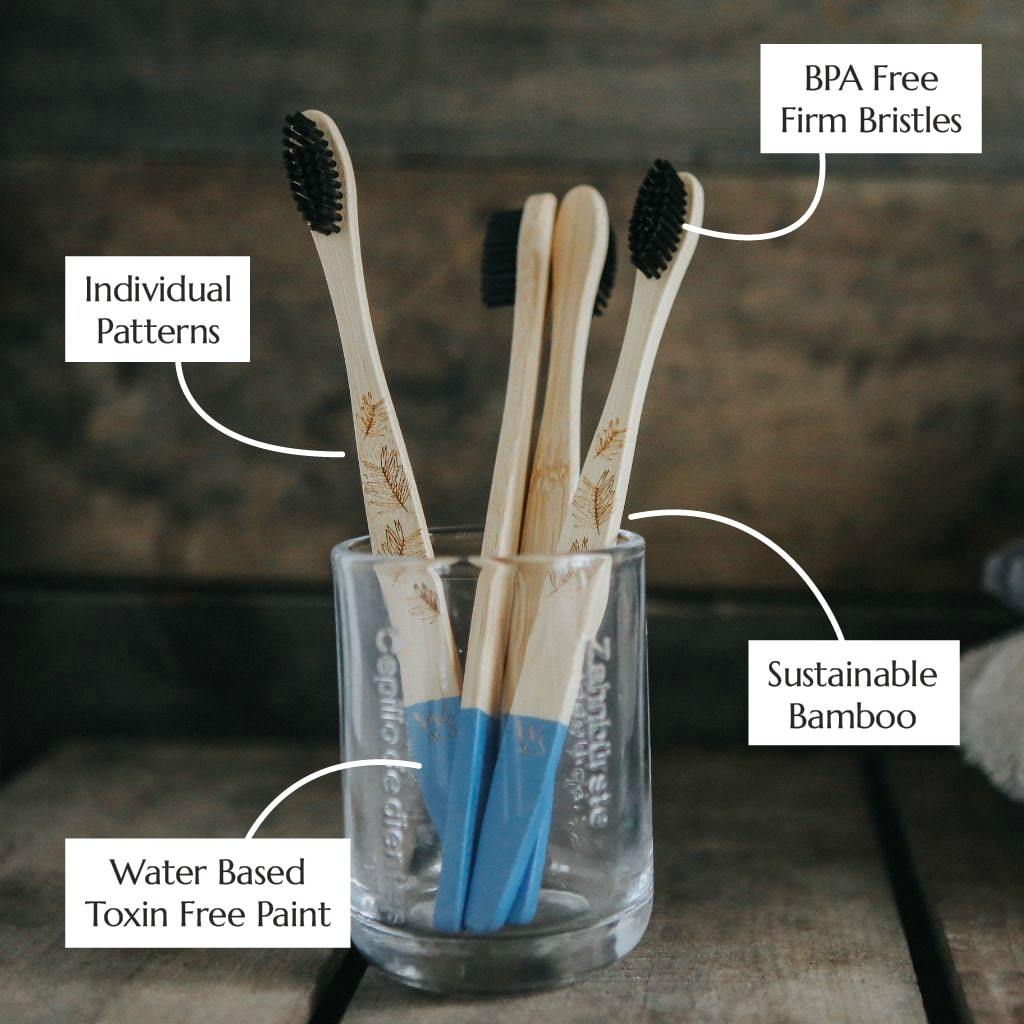 Wild &amp; Stone Bamboo Toothbrush, hard, pack of 4